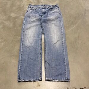 Levis 505 Regular Fit Straight Leg Light Wash Denim Jeans Mens 33x30 Faded